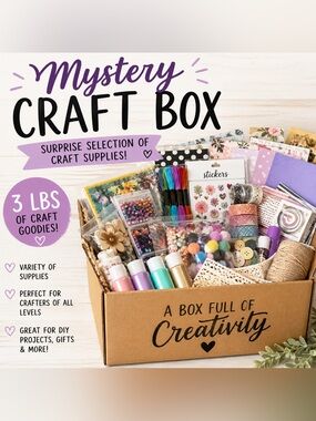 3lb Mystery Craft Box DIY Supplies Bundle Beads Stickers Paint Scrapbook & More!
